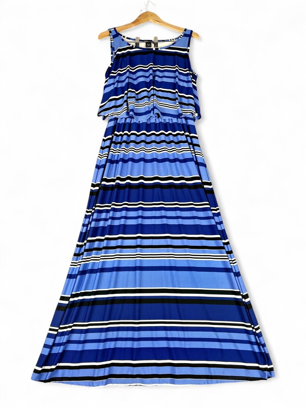 Robert Louis Sleeveless Blue Striped Maxi Dress XL